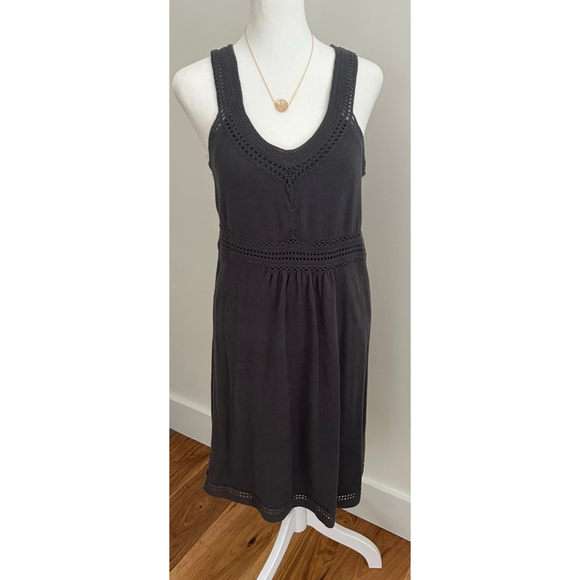 Athleta Dresses & Skirts - Women's Athleta Dark Gray Crochet Knit Tank Dress Size Small 100% cotton